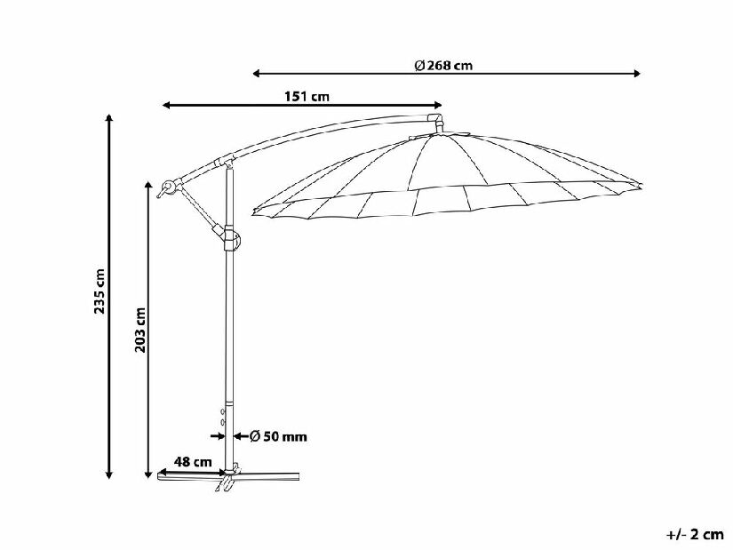 Umbrelă de grădină 268 cm CALISA II (poliester) (gri deschis)