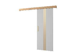 Uși culisante 90 cm Sharlene V (alb mat + stejar artisan + auriu)