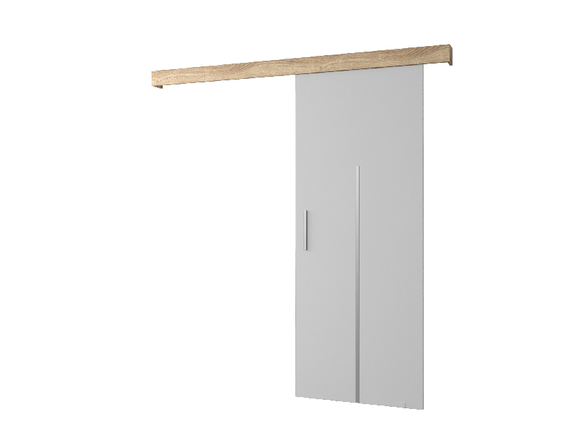 Uși culisante 90 cm Sharlene X (alb mat + stejar sonoma + argintiu)