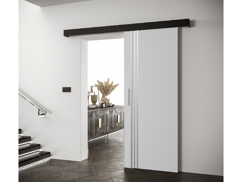Uși culisante 90 cm Sharlene VI (alb mat + negru mat + argintiu)