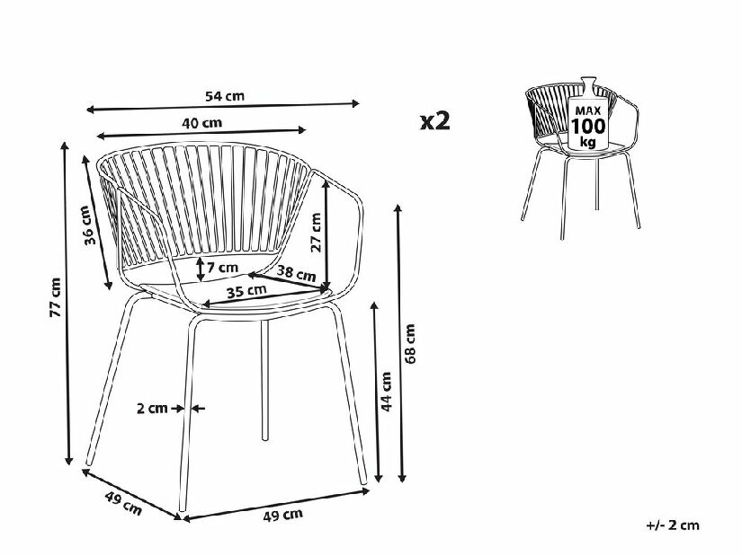 Set 2 buc. scaune de sufragerie RAGOR (cupru)