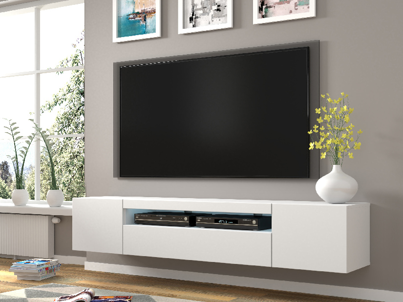 Masă TV/Dulap Aurora 200 (Alb mat) (LED)