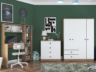 Set mobilier pentru dormitor Nolobe 2 (Nuc + alb) 