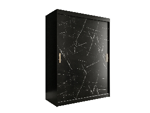 Dulap de haine 150 cm Marbelo T (mat negru + marmură neagră)