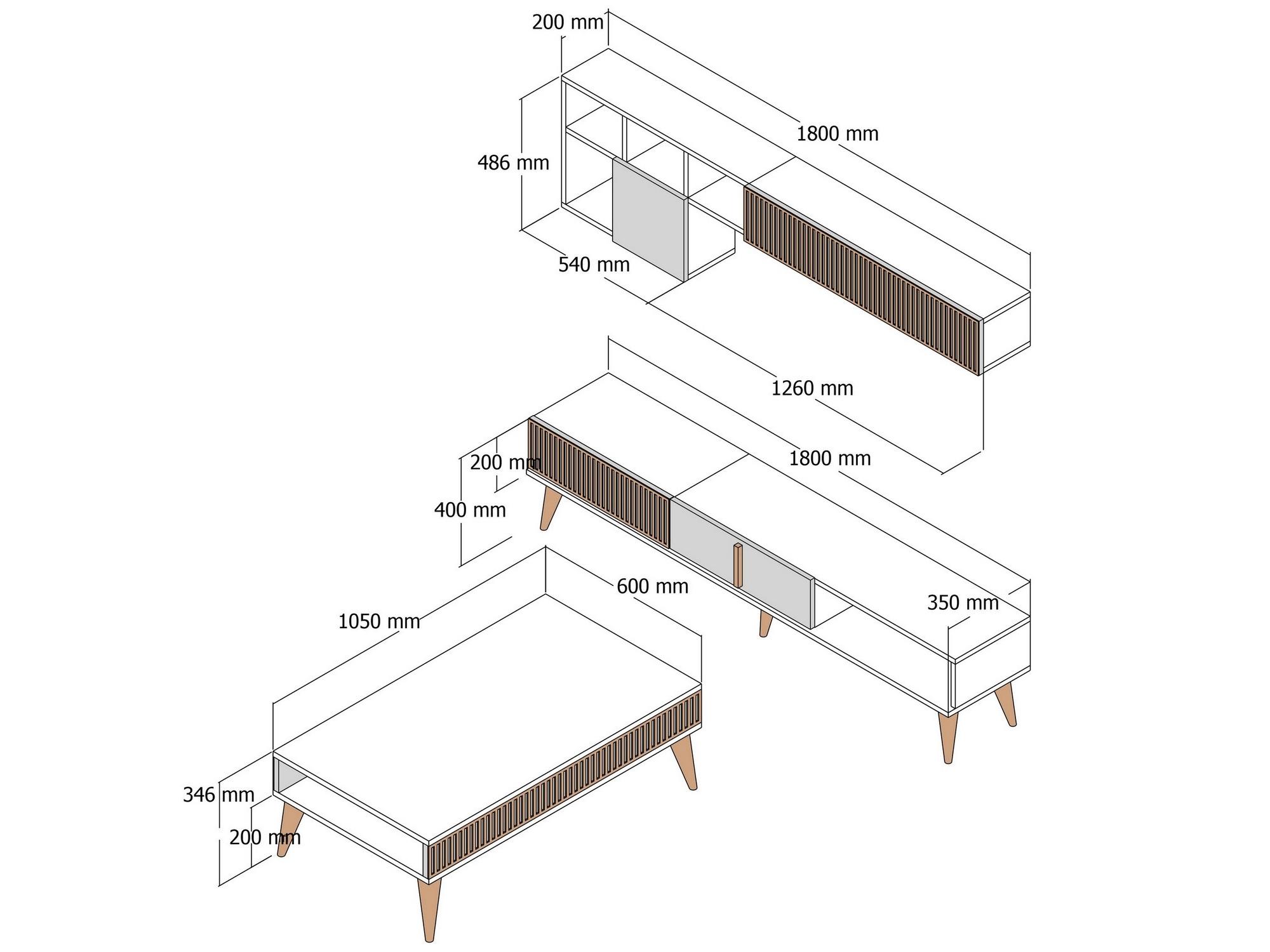 Set mobilier living Milonella (Nuc + antracit)