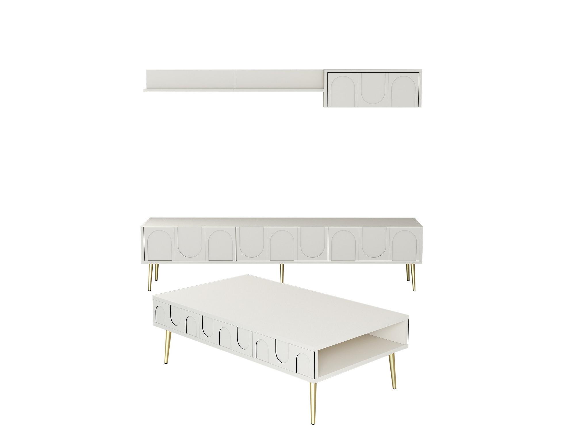 Set mobilier living Lyantela (Crem + Auriu)