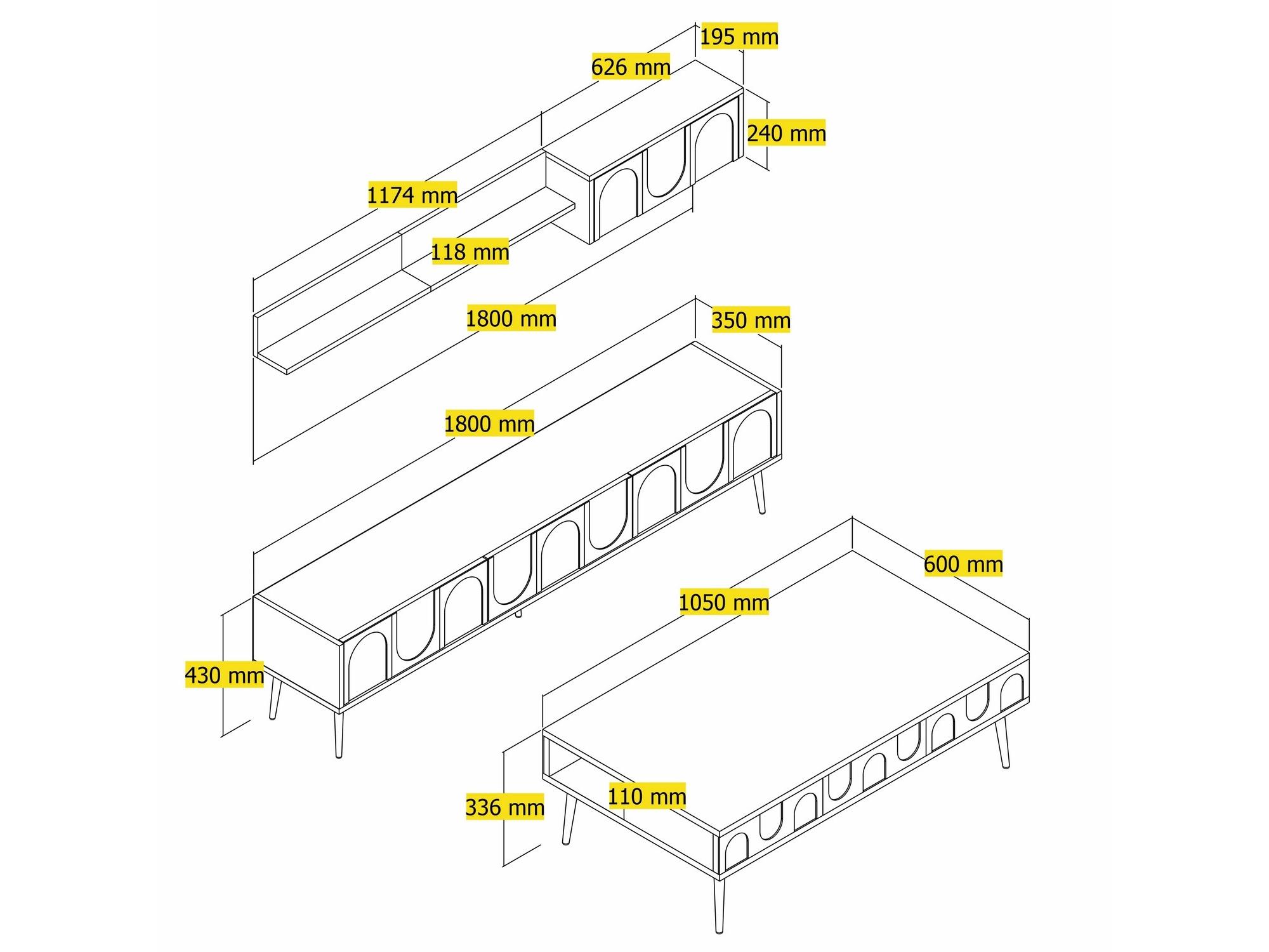 Set mobilier living Lyantela (Crem + Auriu)