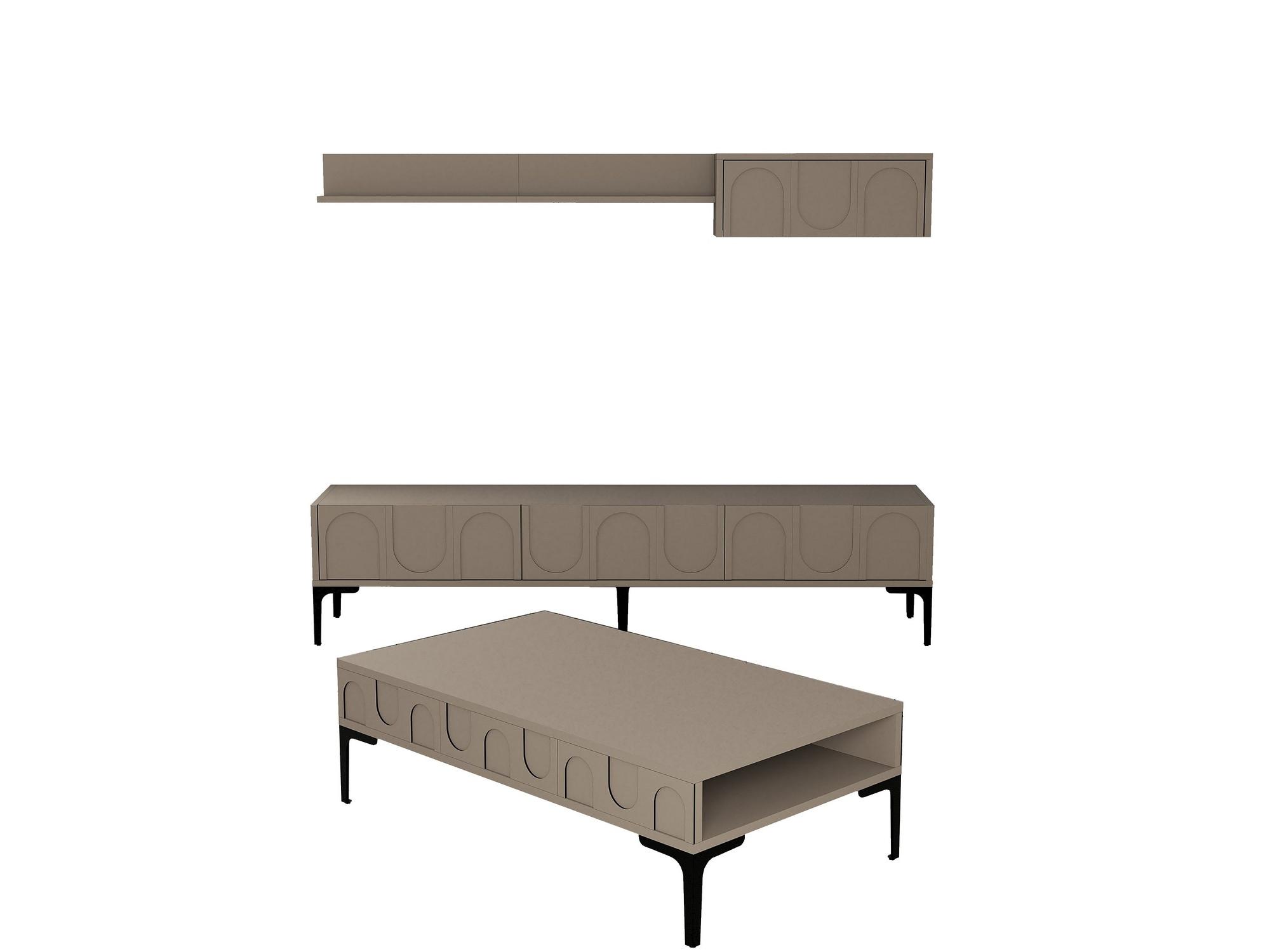 Set mobilier living Lyantela (tmavoBej + negru)