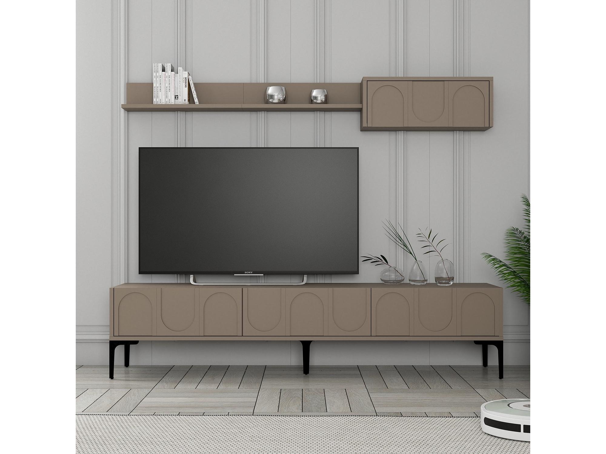 Set mobilier living Lyantela (tmavoBej + negru)