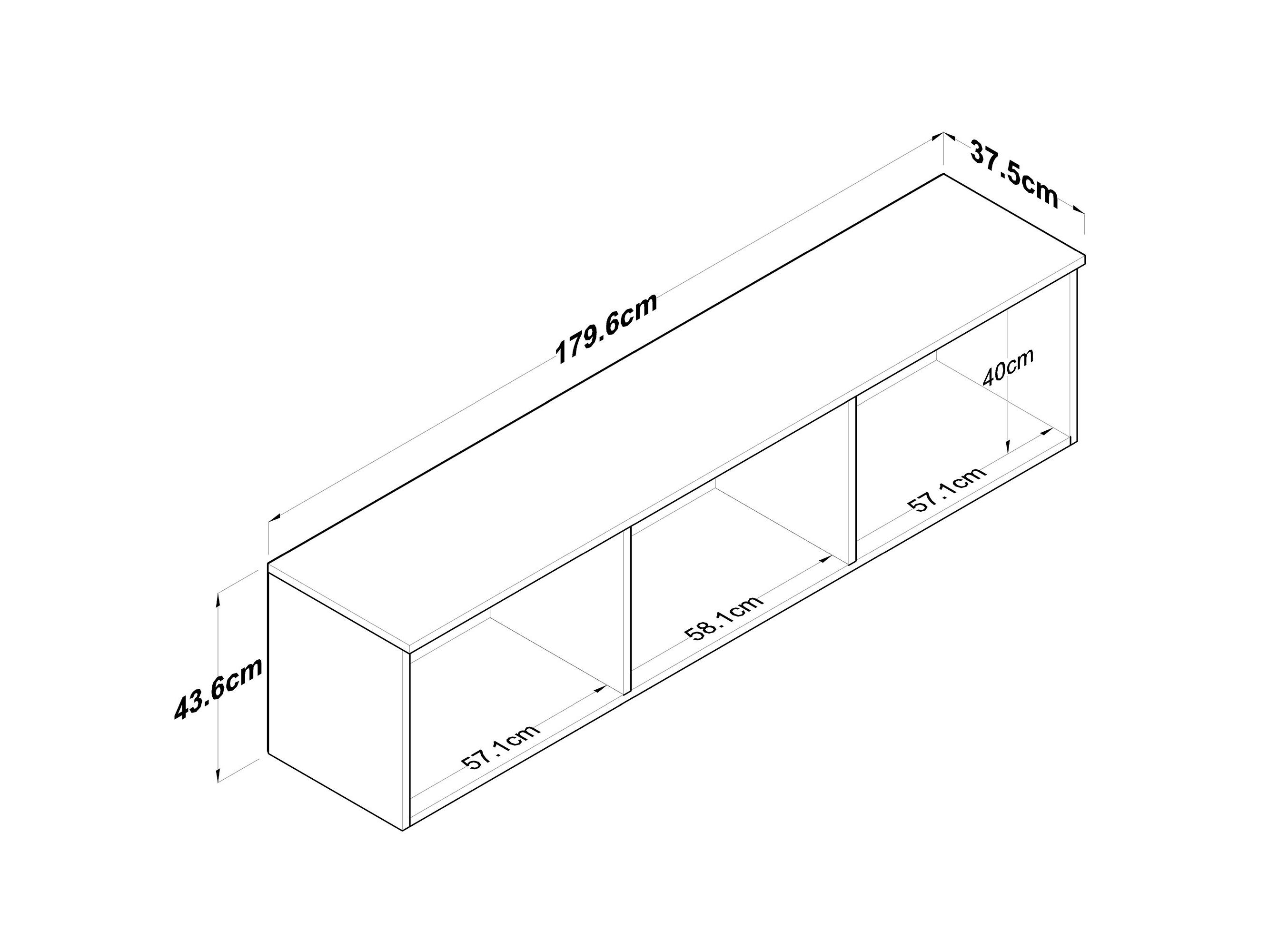 Dulap de perete Eladona 3 (Nuc + alb + negru)