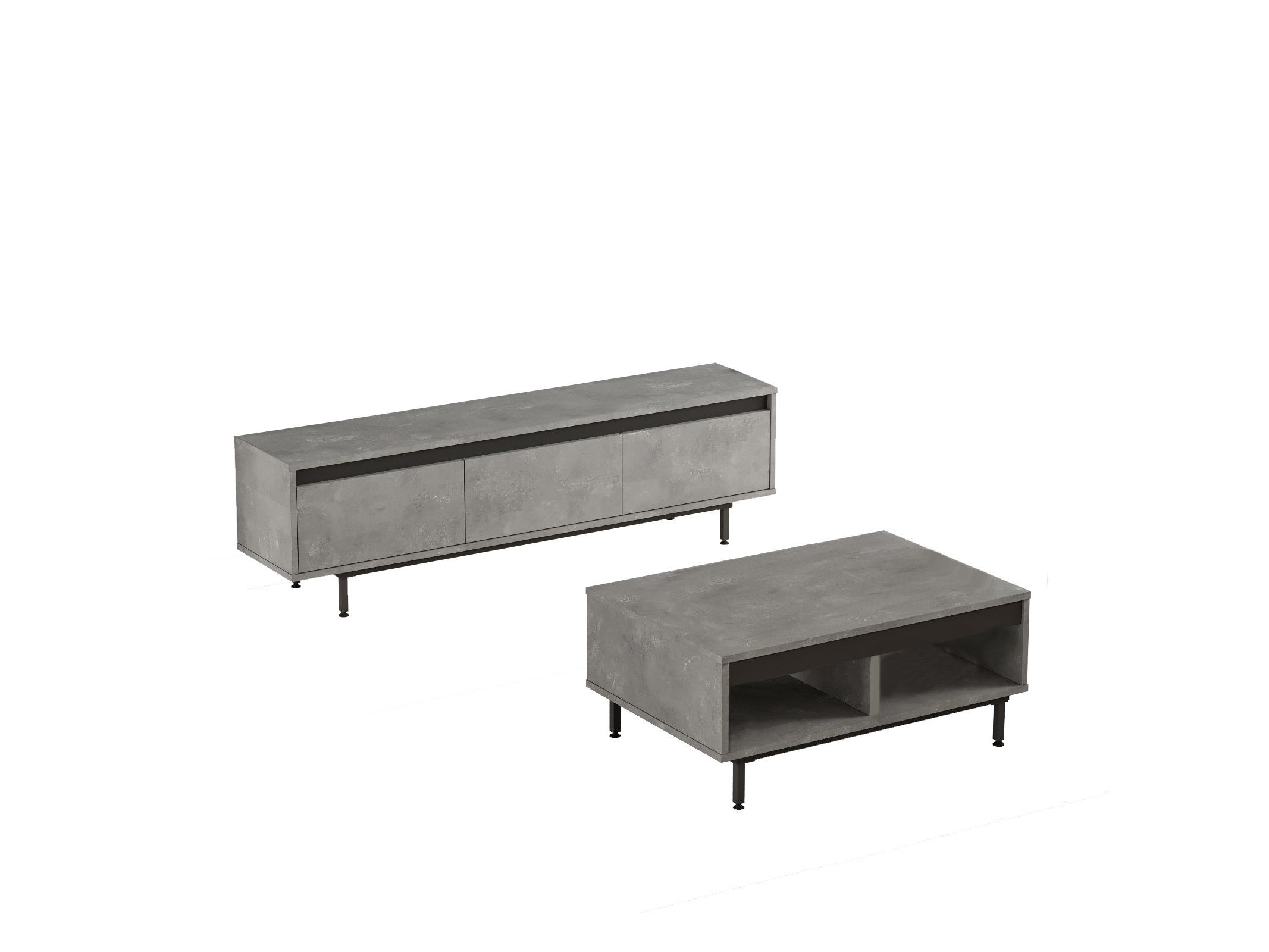 Set mobilier living Levoretta 33 (gri + negru)