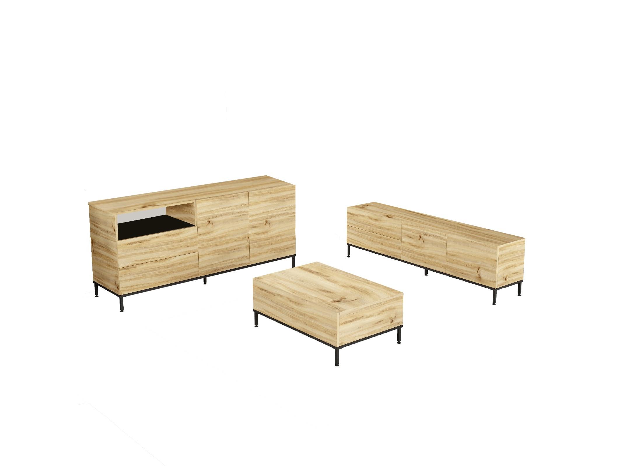 Set mobilier living Levoretta 36 (Stejar + negru)