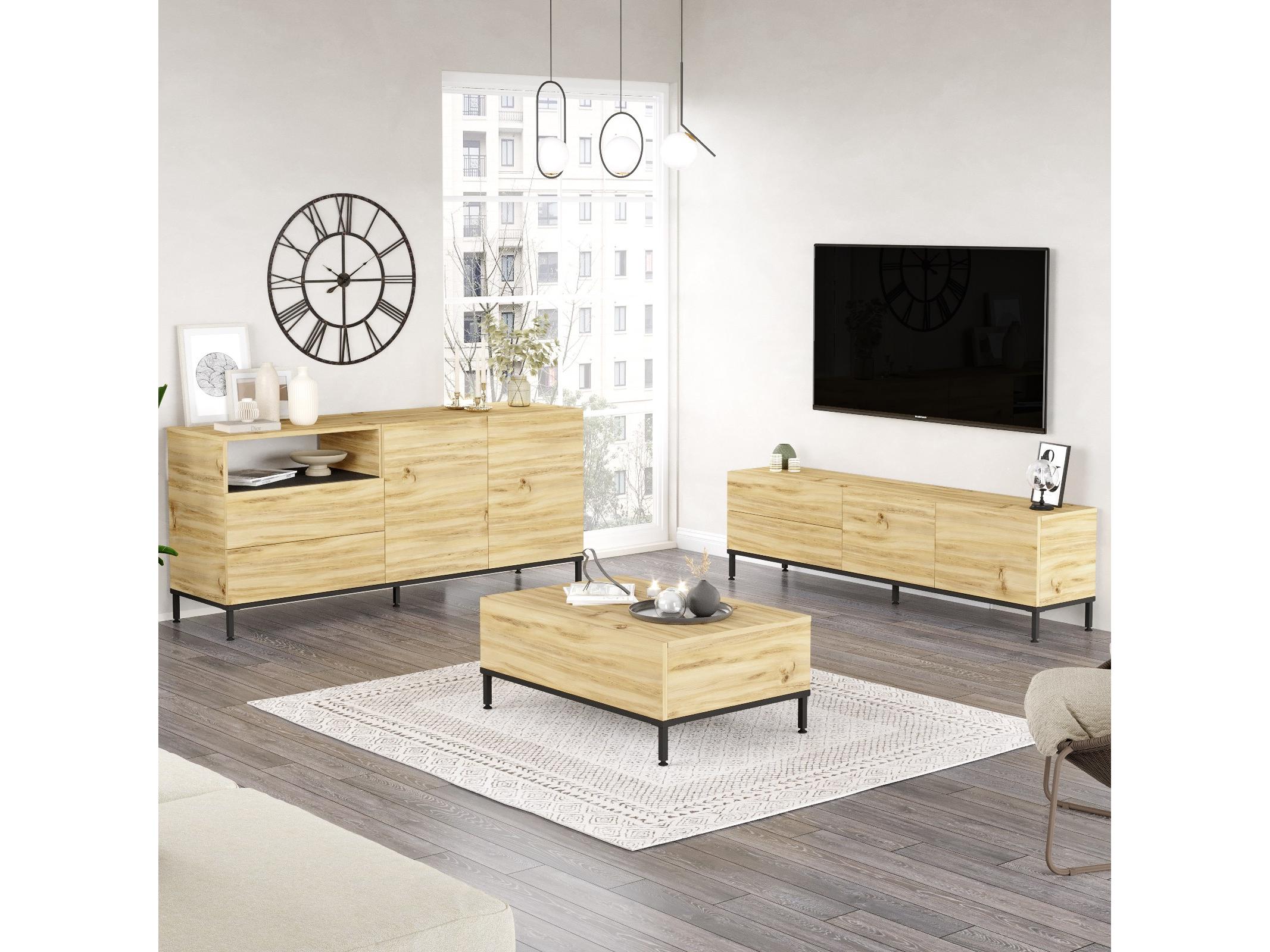 Set mobilier living Levoretta 36 (Stejar + negru)