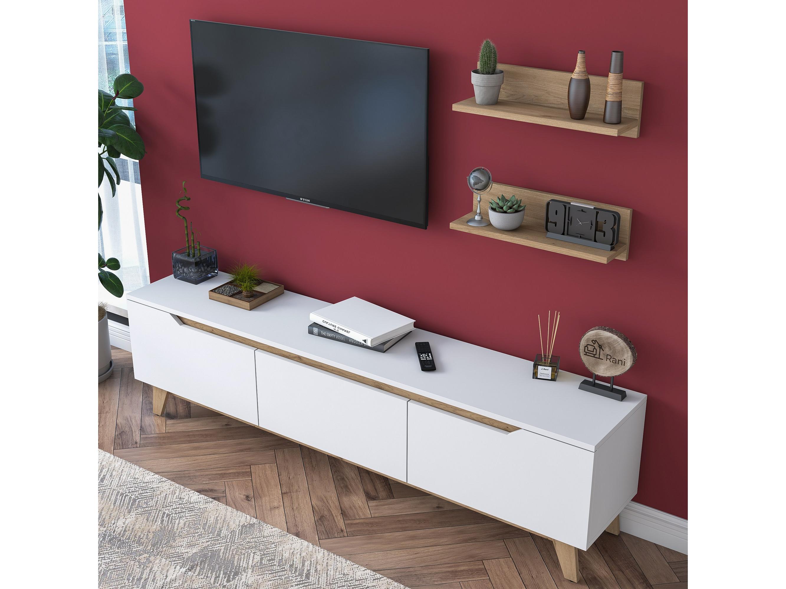 Mobilier living Mitevu 8 (alb + Nuc) 