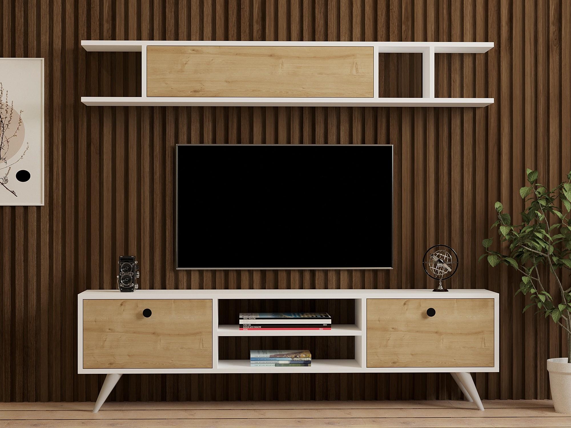 Mobilier living Sikita (alb + pin) 