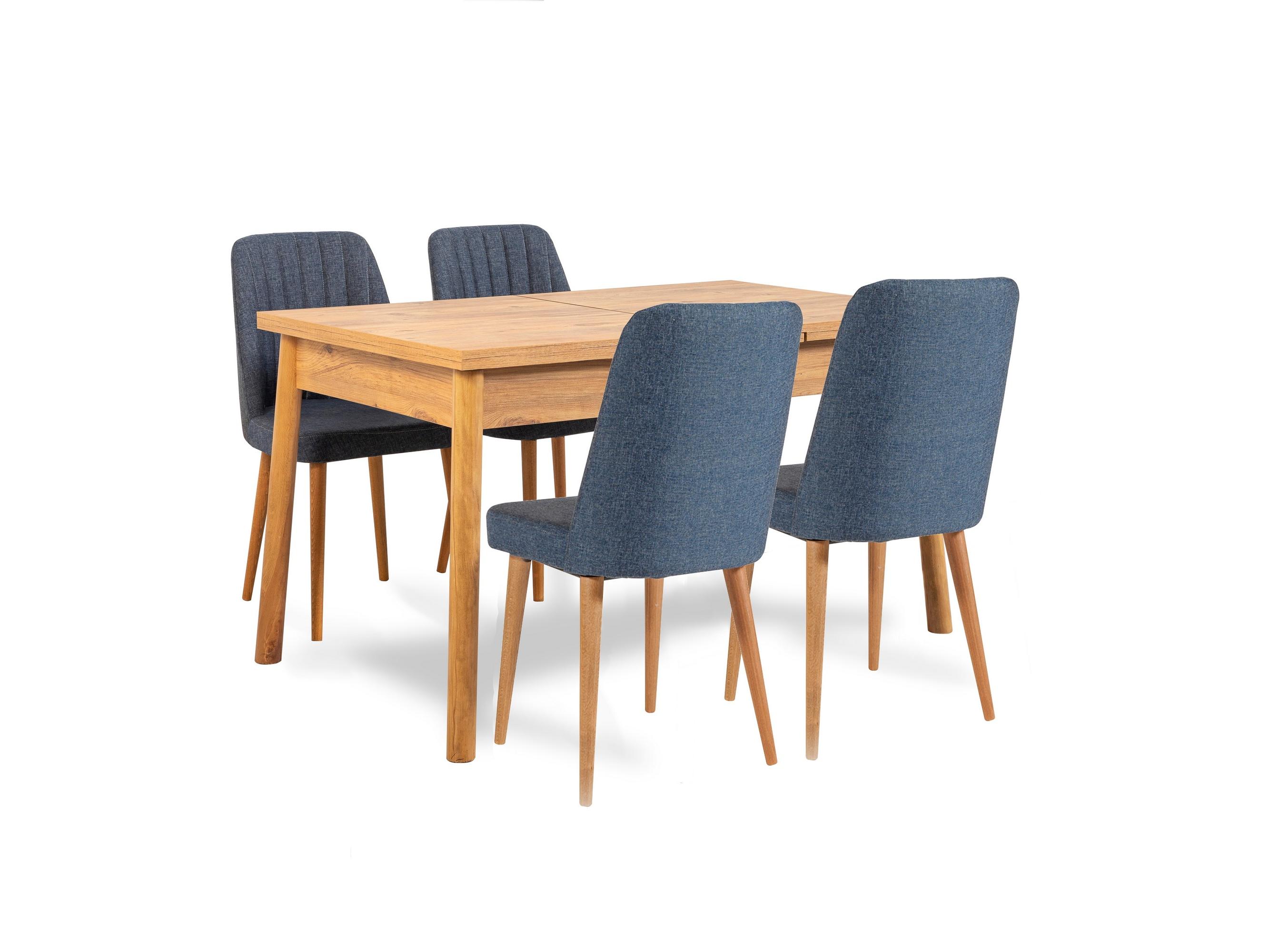 Set mobilier sufragerie Bimuvo 5 (pin atlantic + albastru marin) (pentru 4 persoane)