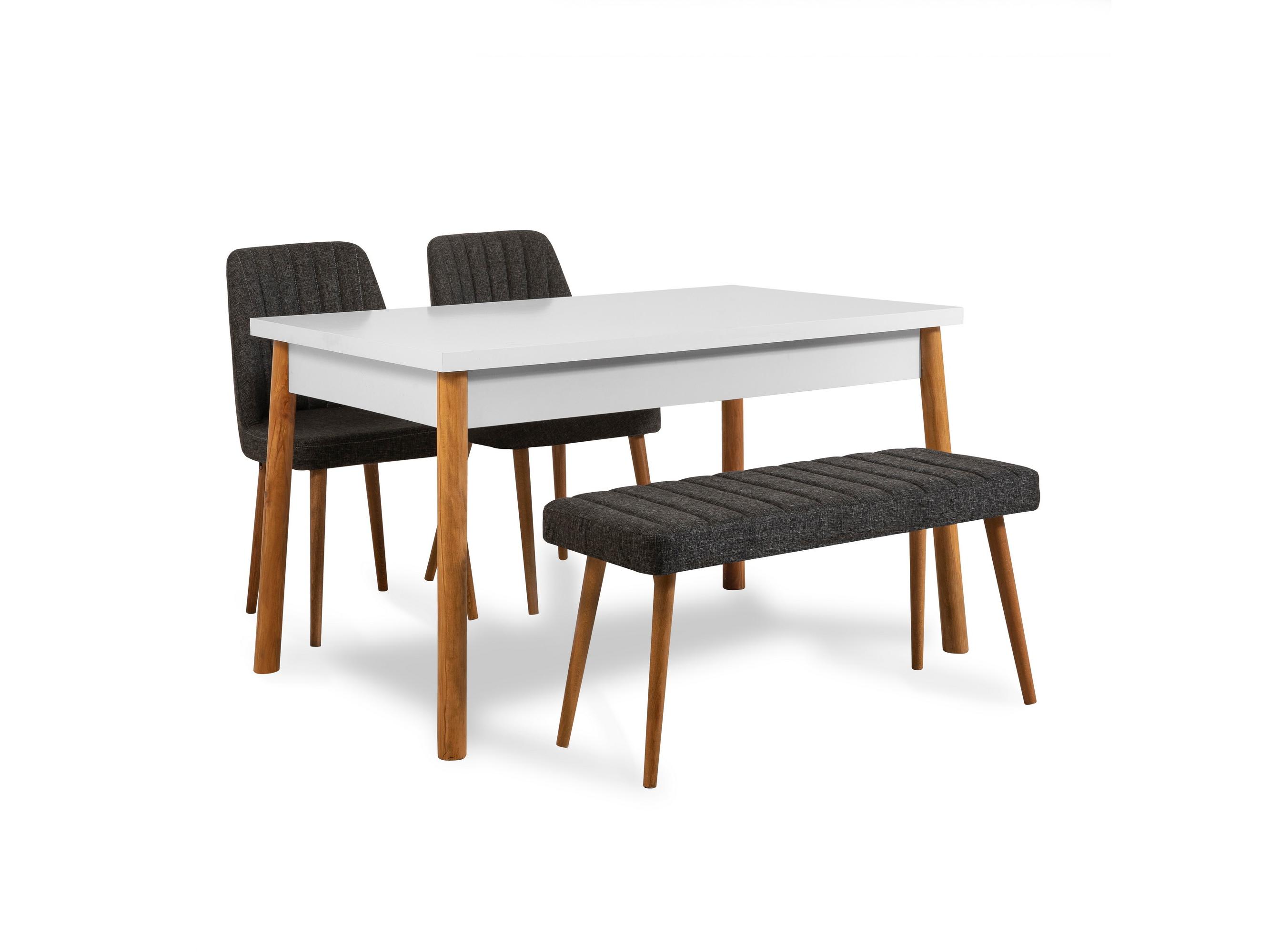 Set mobilier sufragerie Bimuvo 4 (pin atlantic + alb + antracit) (pentru 4 persoane)