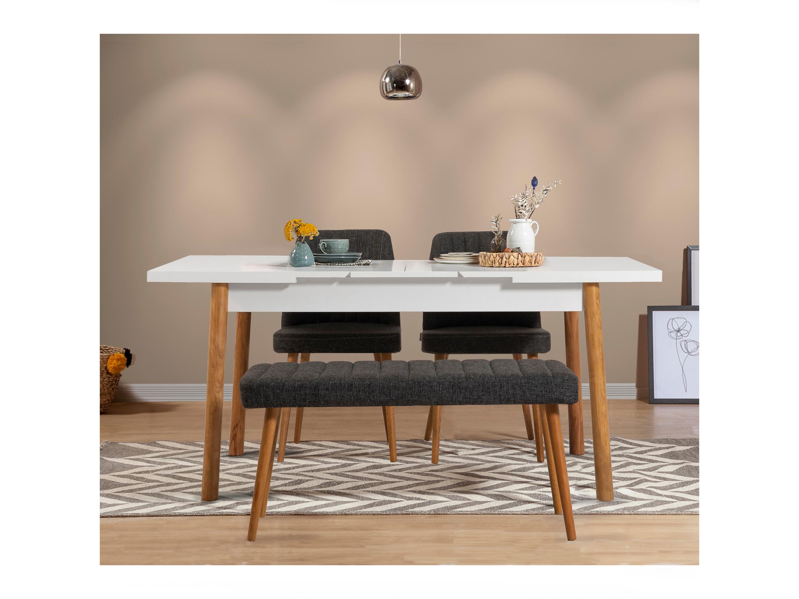 Set mobilier sufragerie Dobuse 2 (pin atlantic + alb + antracit) (pentru 4 persoane)