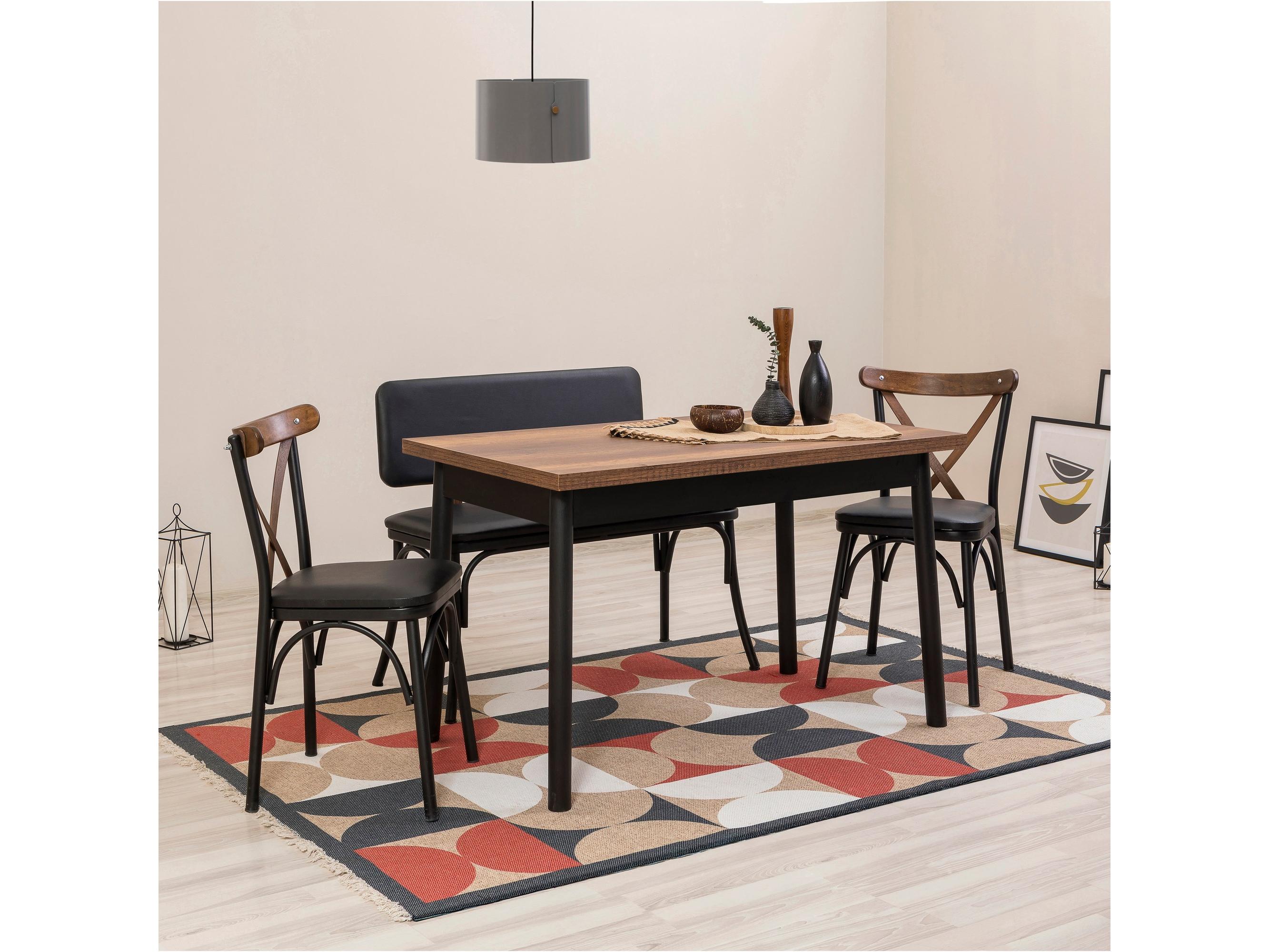 Set mobilier sufragerie Duvasa 17 (negru) (pentru 4 persoane)