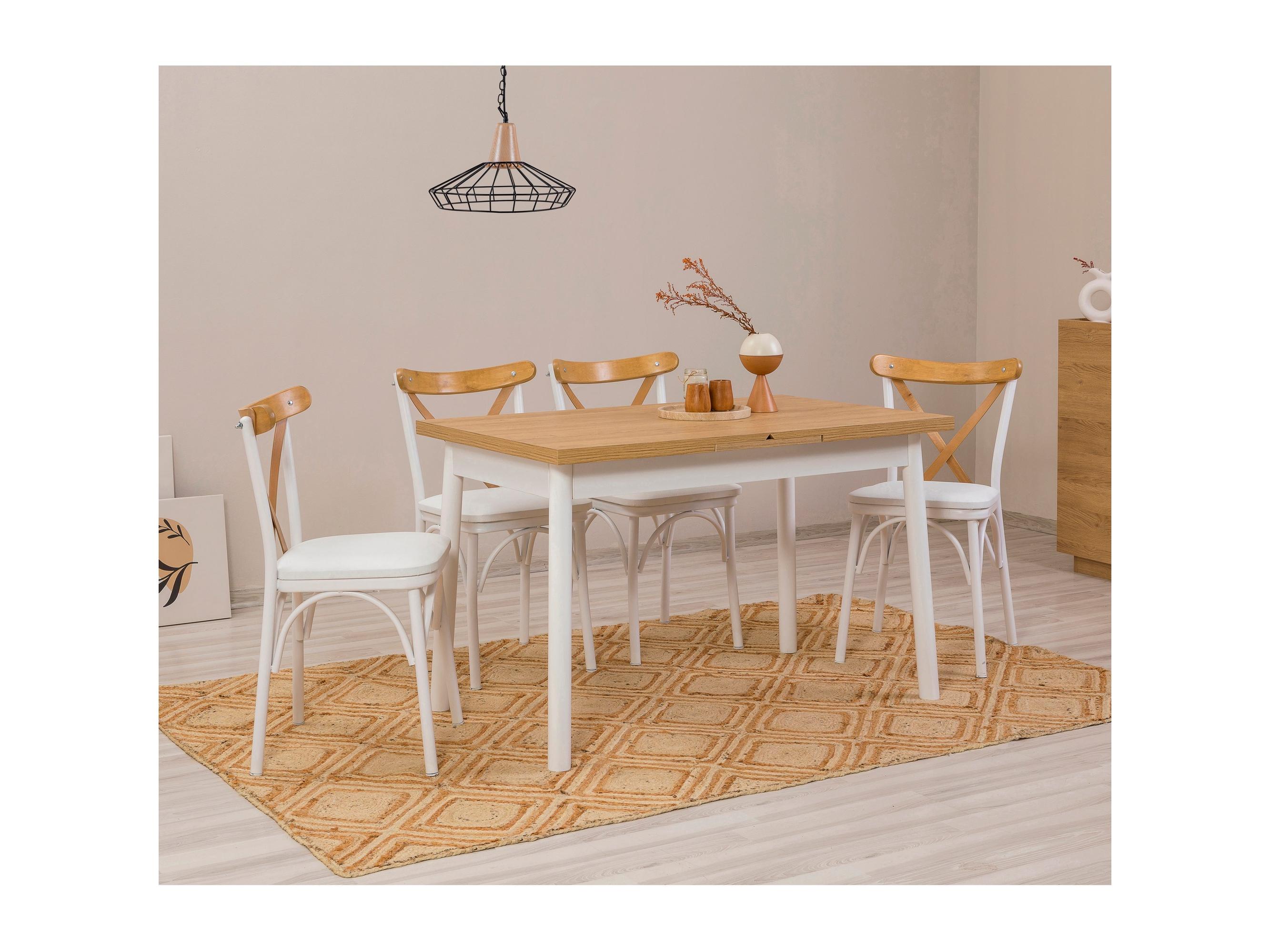 Set mobilier sufragerie Duvasa 25 (alb) (pentru 4 persoane)