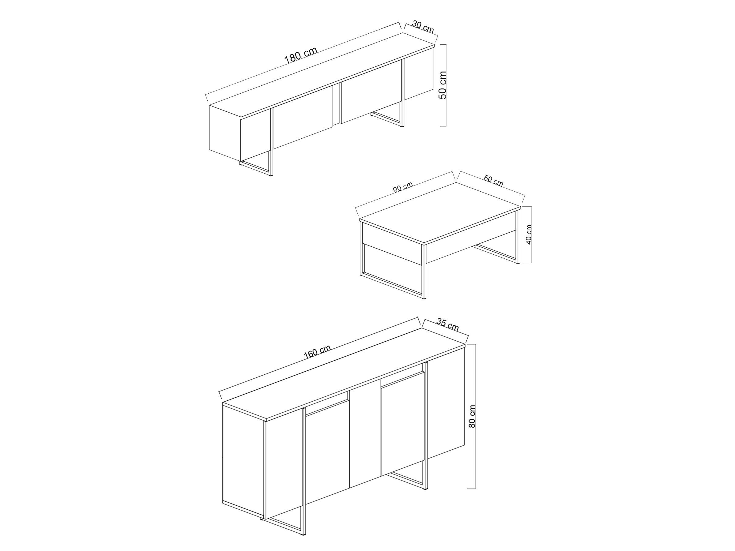 Mobilier living Luna set (Nuc + Argintiu) 