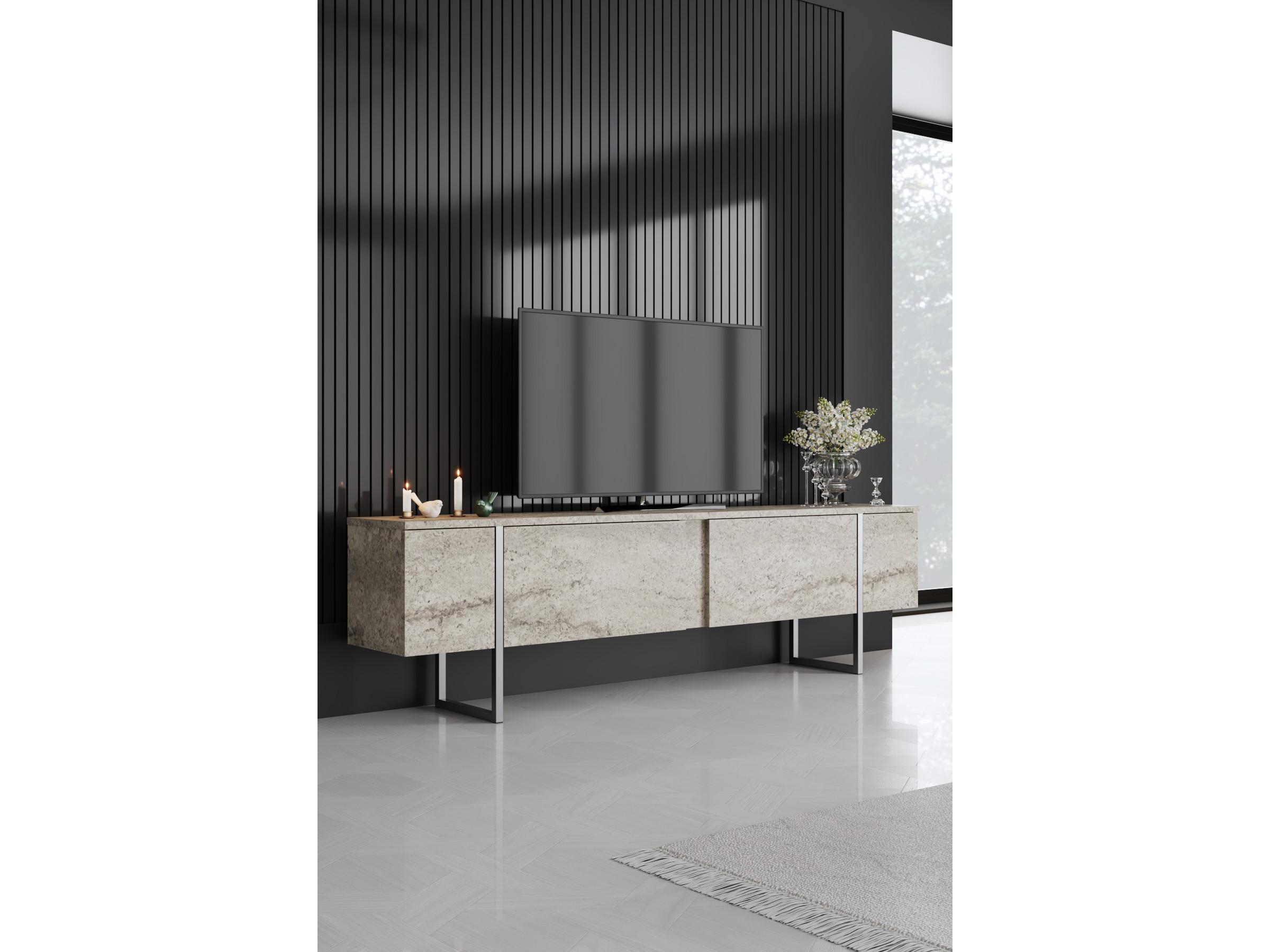 Mobilier living Luna set (Travertin + Argintiu) 