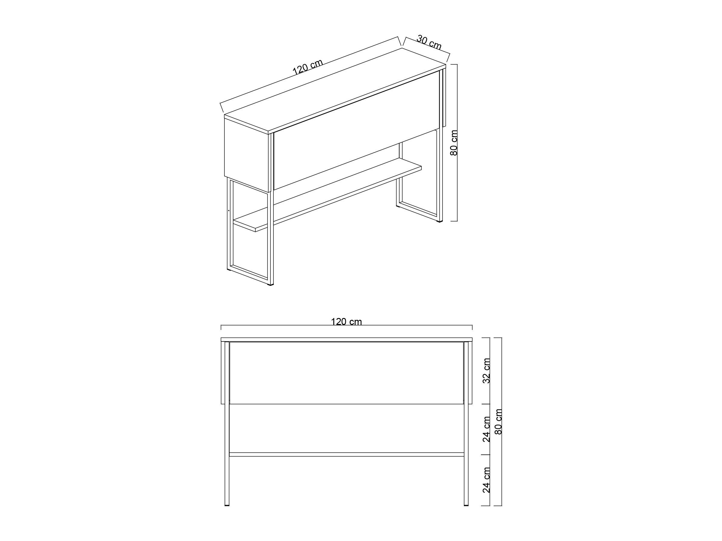 Măsuță consolă Luna 4 (auriu + Nuc) 