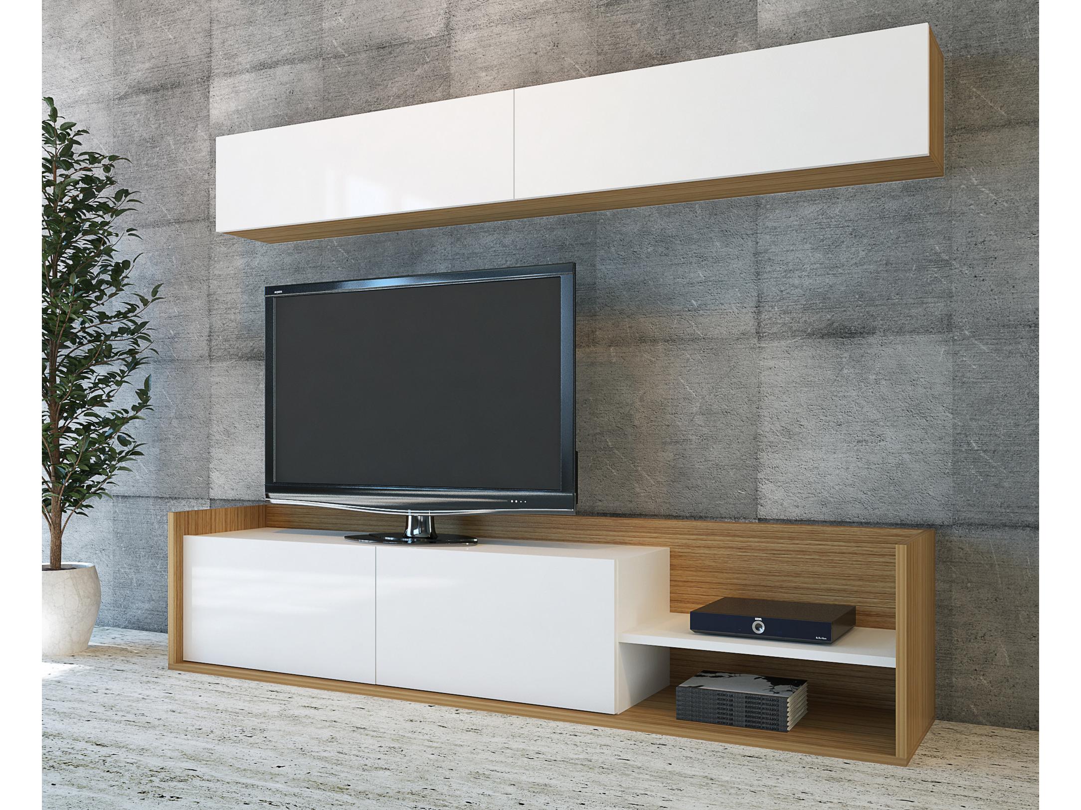 Mobilier living Kalen (Alb + teak) 