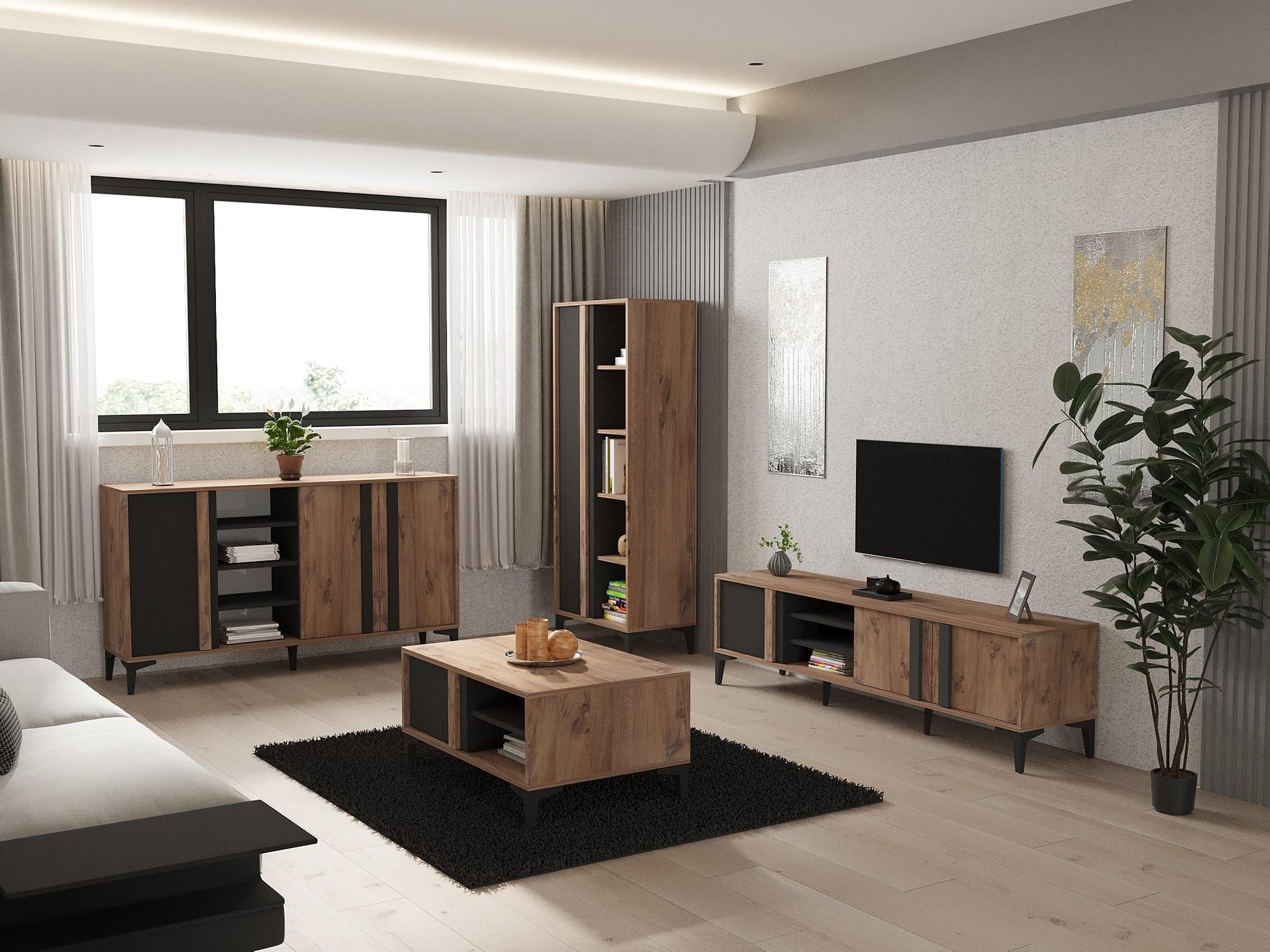 Mobilier living Laciko (Pin atlantic + antracit) 