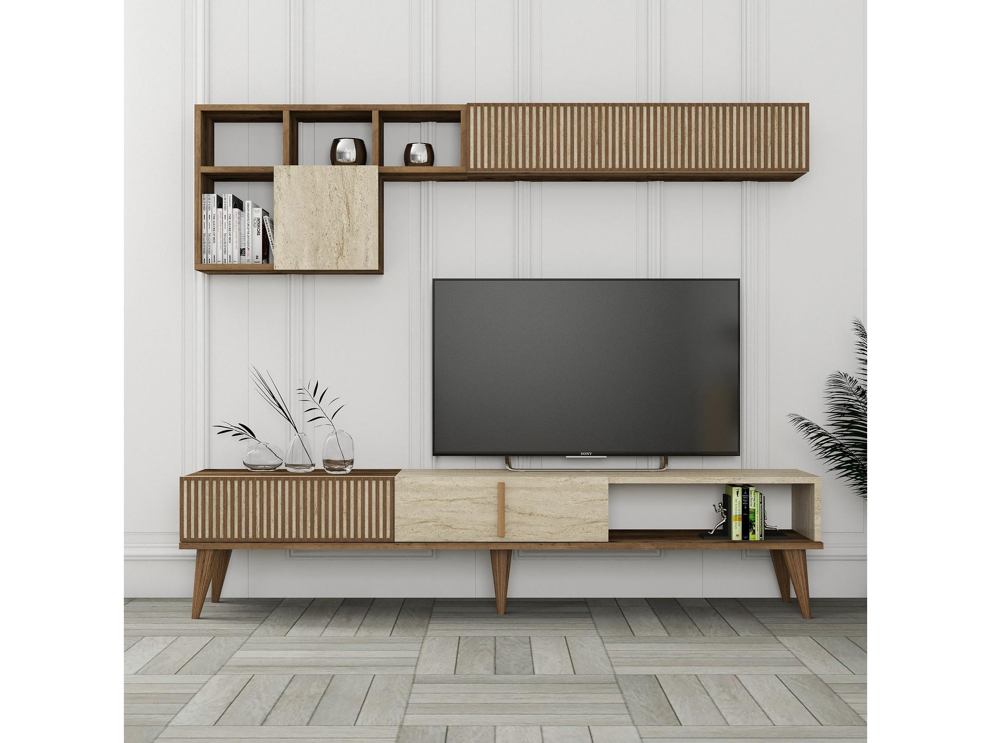 Mobilier living Milhouse set 02 (Nuc + Travertin) 