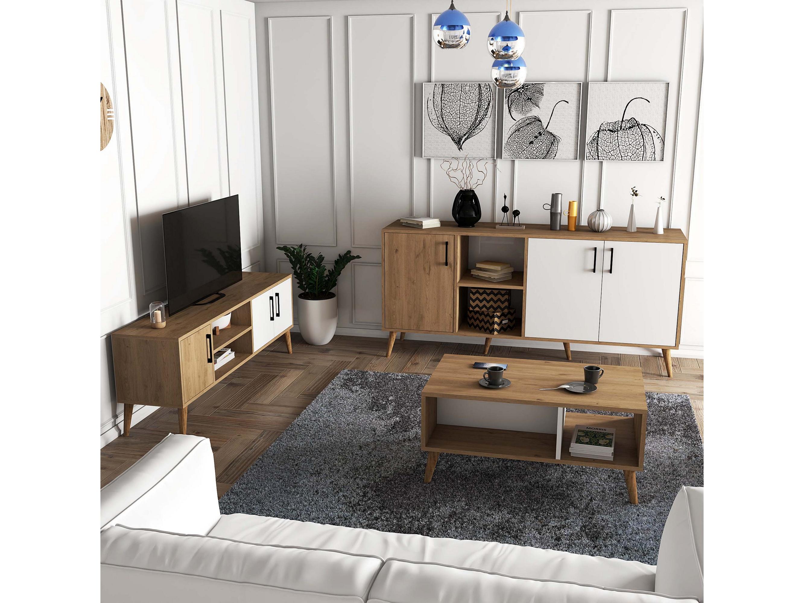 Mobilier living Sabrina (Stejar + Alb)