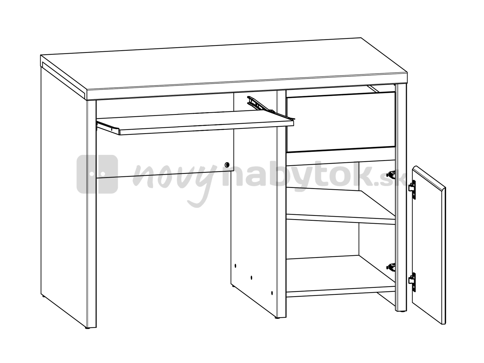 Masă PC Kaspian BIU1D1S/120 (wenge)