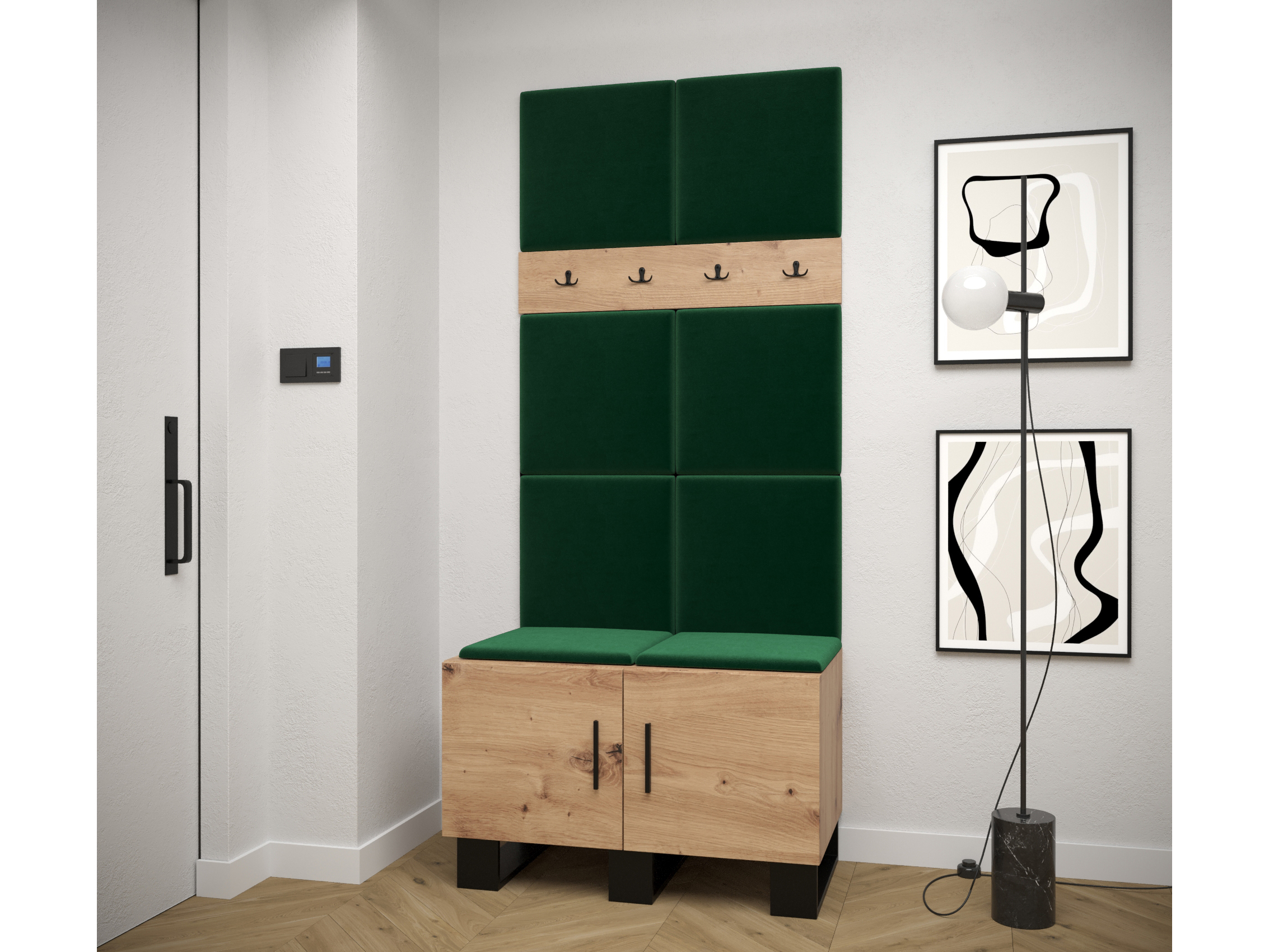 Set mobilier pentru hol Amanda 4 (Stejar artisan + verde)