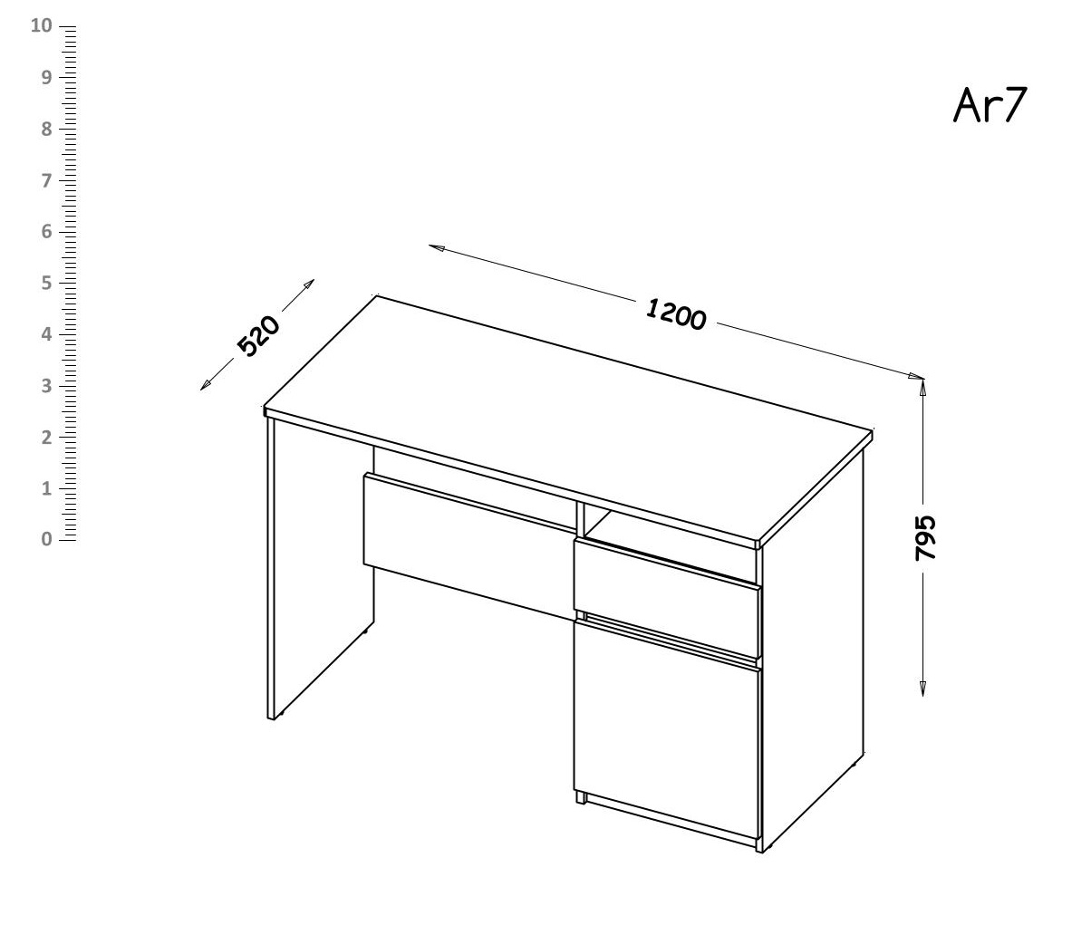 Masă PC Tip AR7 Alishia (alb)