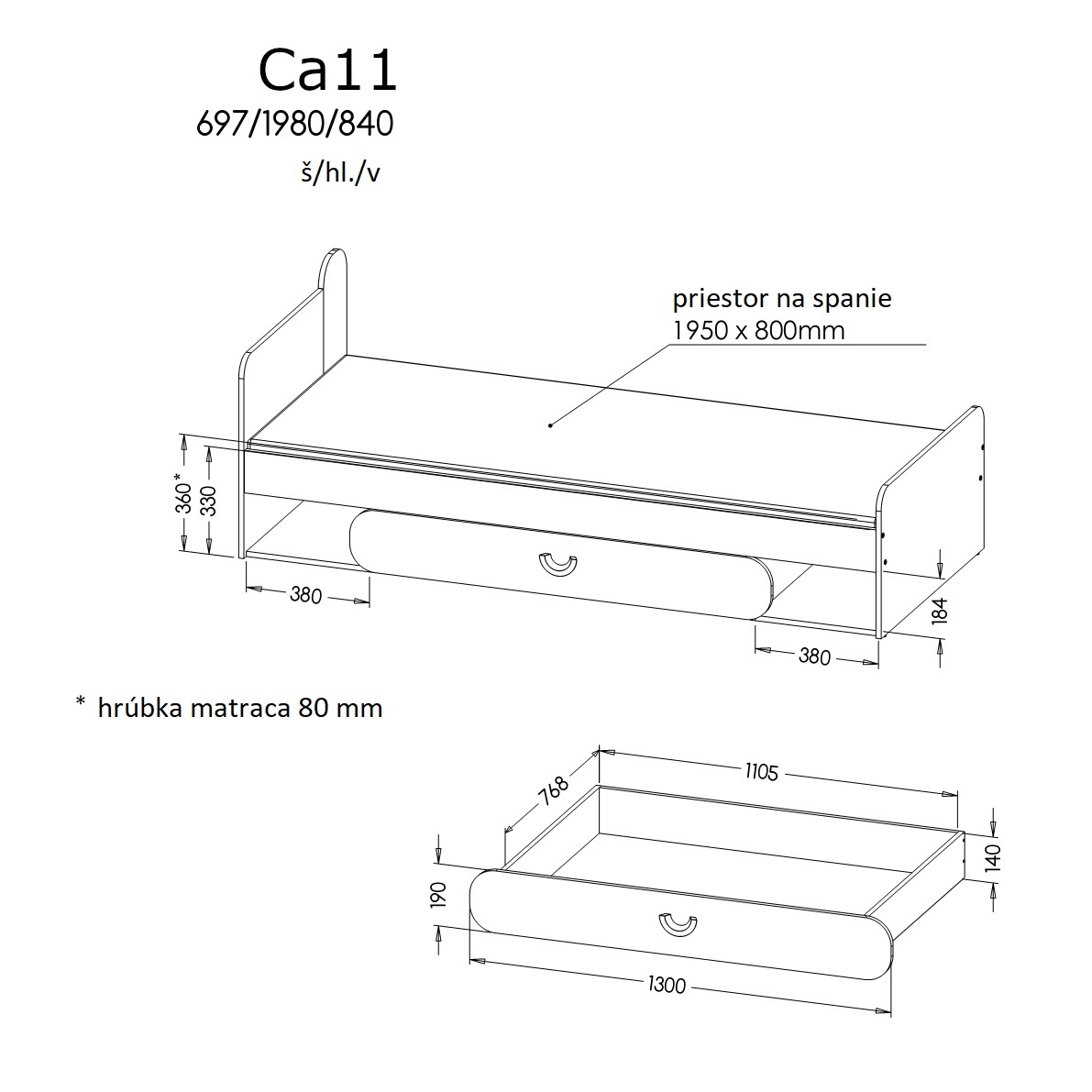 Pat typ CA11 Caryl (grafit deschis + alb lucios + stejar nash)