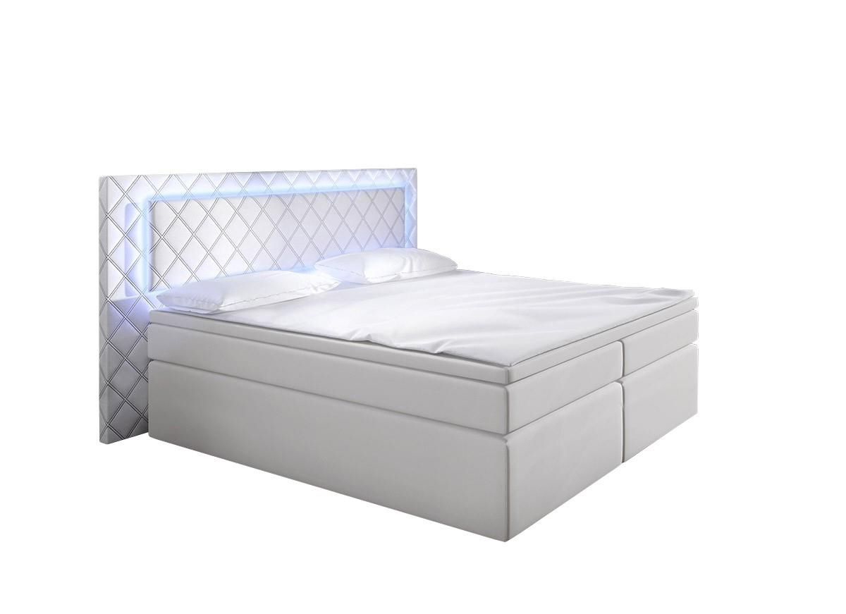 Pat matrimonial Boxspring 160 cm Pius (alb) (cu saltele)