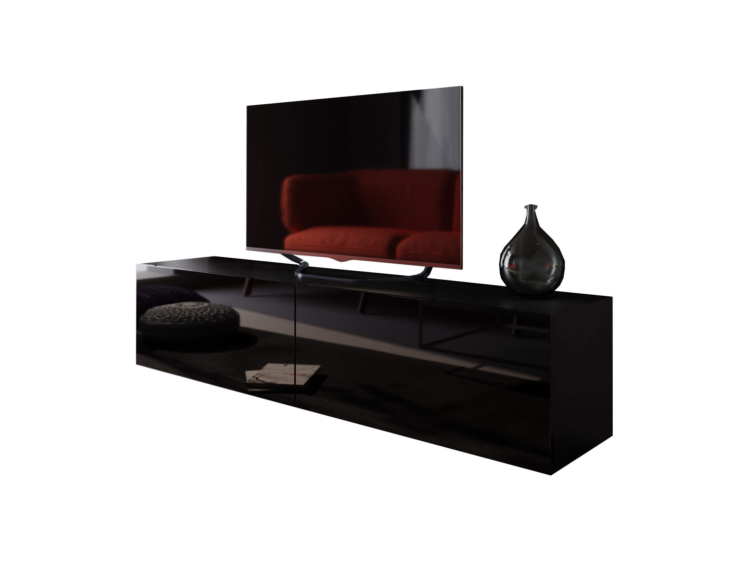 Mobilier living Mogan (negru + negru lucios)