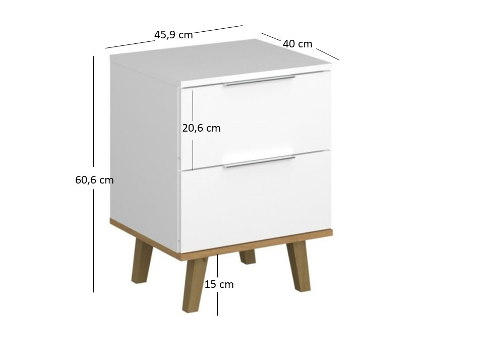 Comodă Nickole 2S/46 (alb + Stejar pietros)