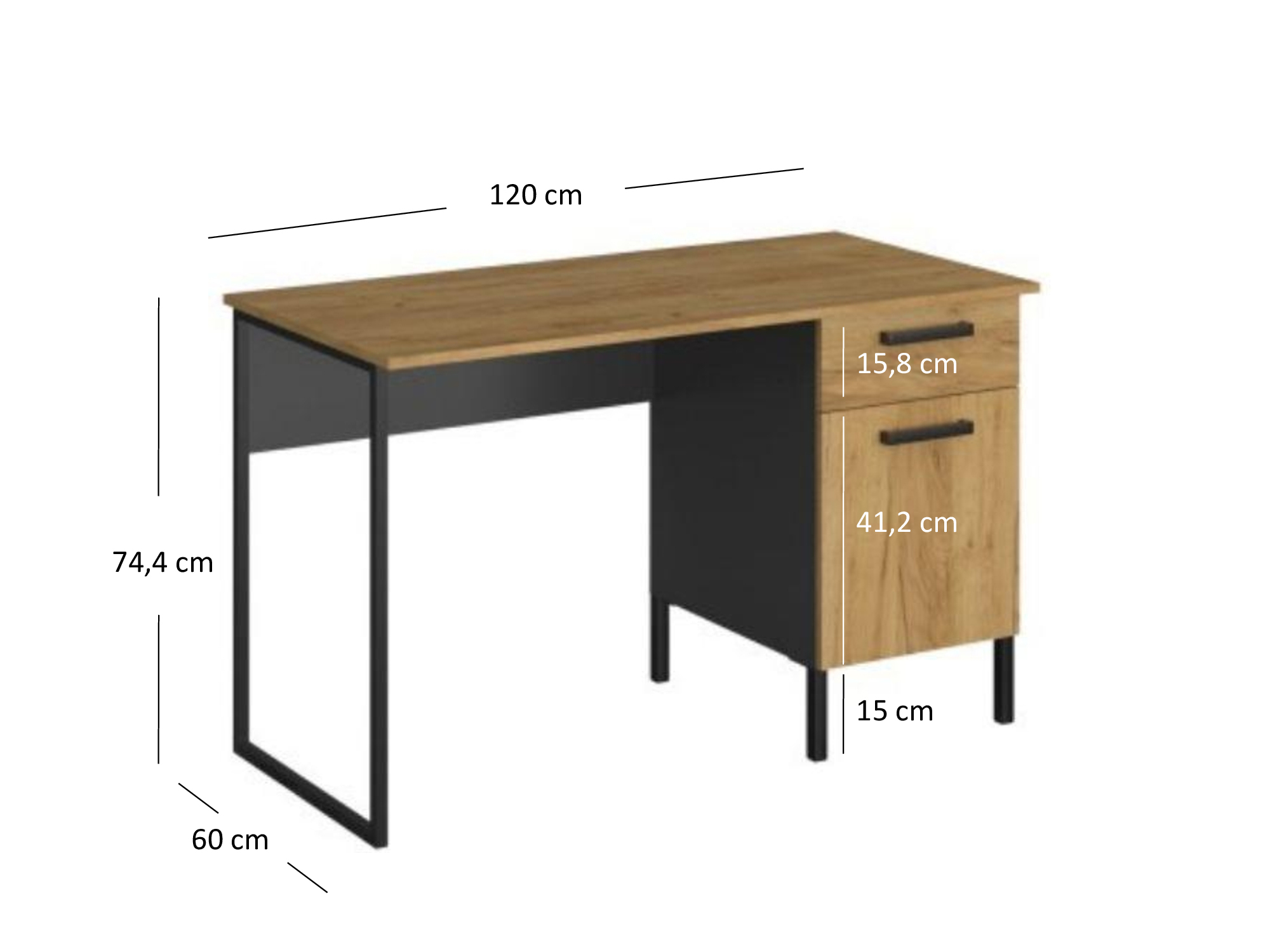 Masă de scris Shanna (Stejar craft auriu + antracit)