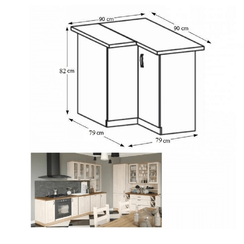 Dulap inferior de bucătărie, de colț Regnar D90N