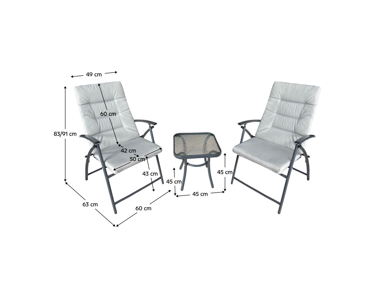 Set mobilier de grădină 1+2 MUSAN (gri + gri închis)