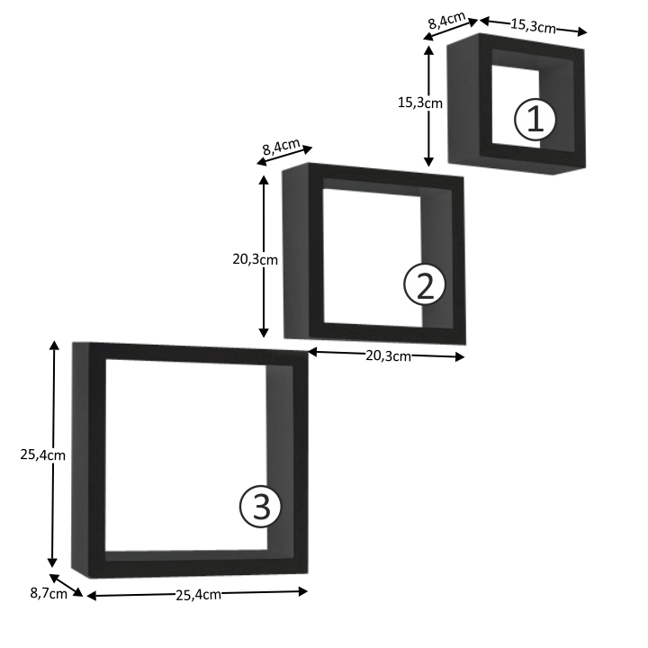 Rafturi (3 buc) Kvoro (negru)