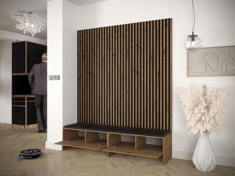 Mobilier hol Esmaldos V (Stejar artisan + Negru + Bej) 