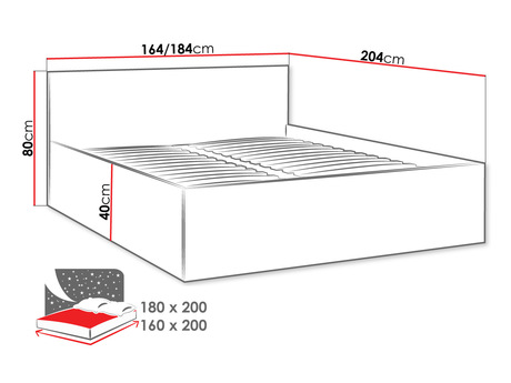 Pat matrimonial 160 cm Noralan 160 (Alb alpin) (cu somieră)