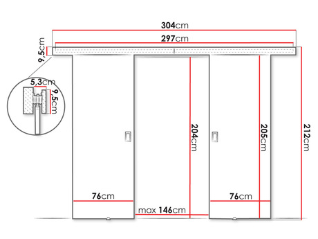 Uși culisante Jowenton Duo 152 (Alb) 