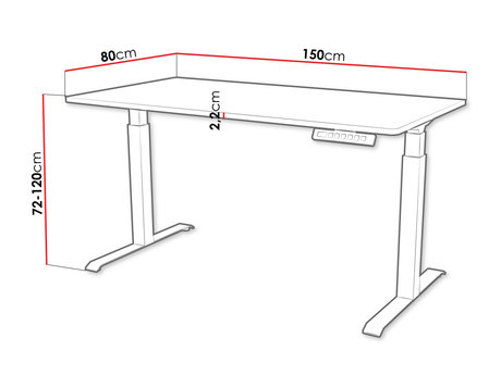 Masă PC cu Înălțime reglabilă electric Fega Long 150 (Alb + Negru) 