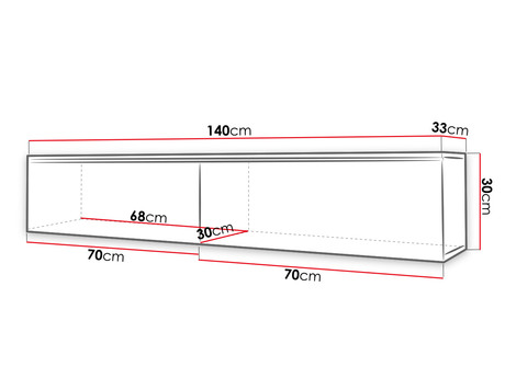 Dulap TV Dlana 140 MDF (Negru grafit + Negru) 