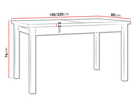 Masă sufragerie extensibilă Wodonas 80 x 140 220 I XL (Stejar grandson + Alb) (pentru 4-10 persoane)