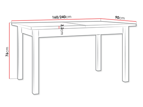 Masă sufragerie extensibilă Wodonas 90 x 160 240 II XL (Stejar sonoma) (pentru 6-10 persoane)