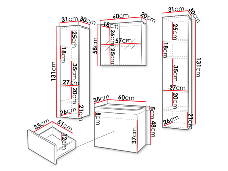 Mobilier baie Dymysos II XL (Alb) 